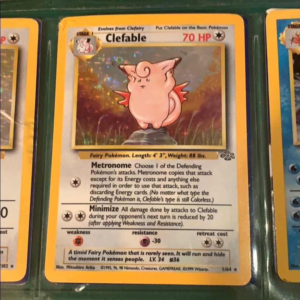 Clefable holographic 1999 Pokémon card